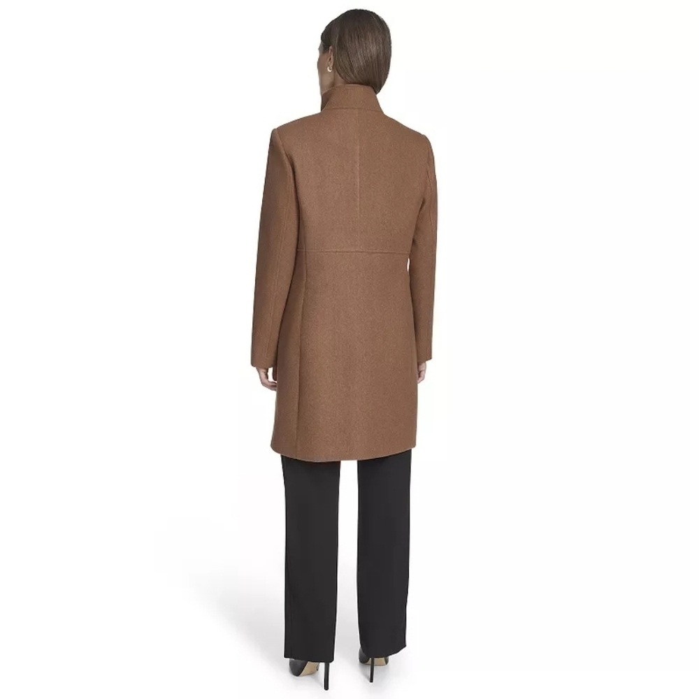 Women's Brown Wool Coat - Picture 3 of 11